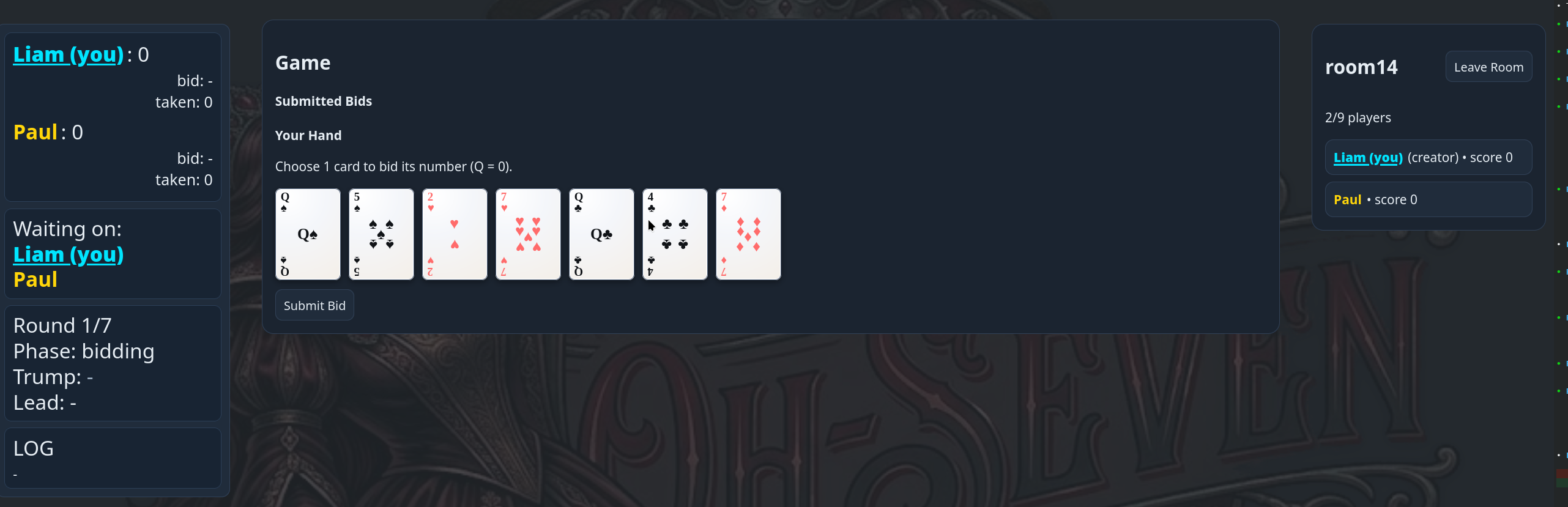 Board games project screenshot